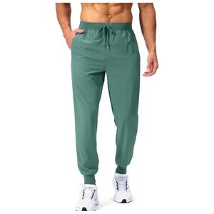 NWT Pudolla Mens Green Lightweight‎ Athletic Joggers Zipper Pockets Medium